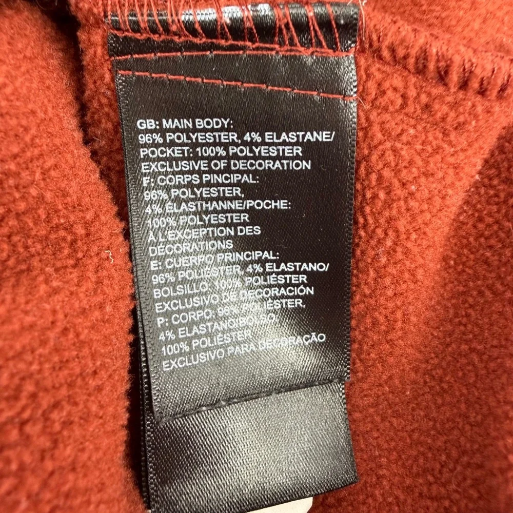 The North Face Mens Medium Rust Red  Fleece Full Zip Jacket‎ Long Sleeve